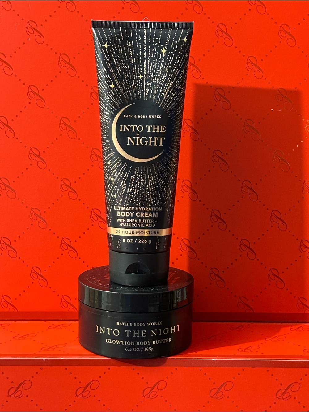 Bath & Body Works Into The Night Body Cream & Butter - Black with Gold Accents